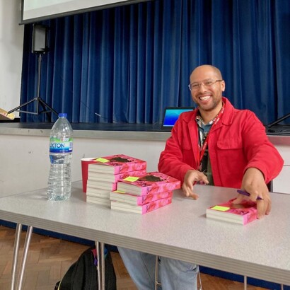 Poet and author Dean Atta in school